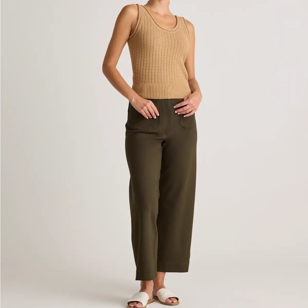 Quince Ultra Stretch Ponte Cropped Wide Leg Pants